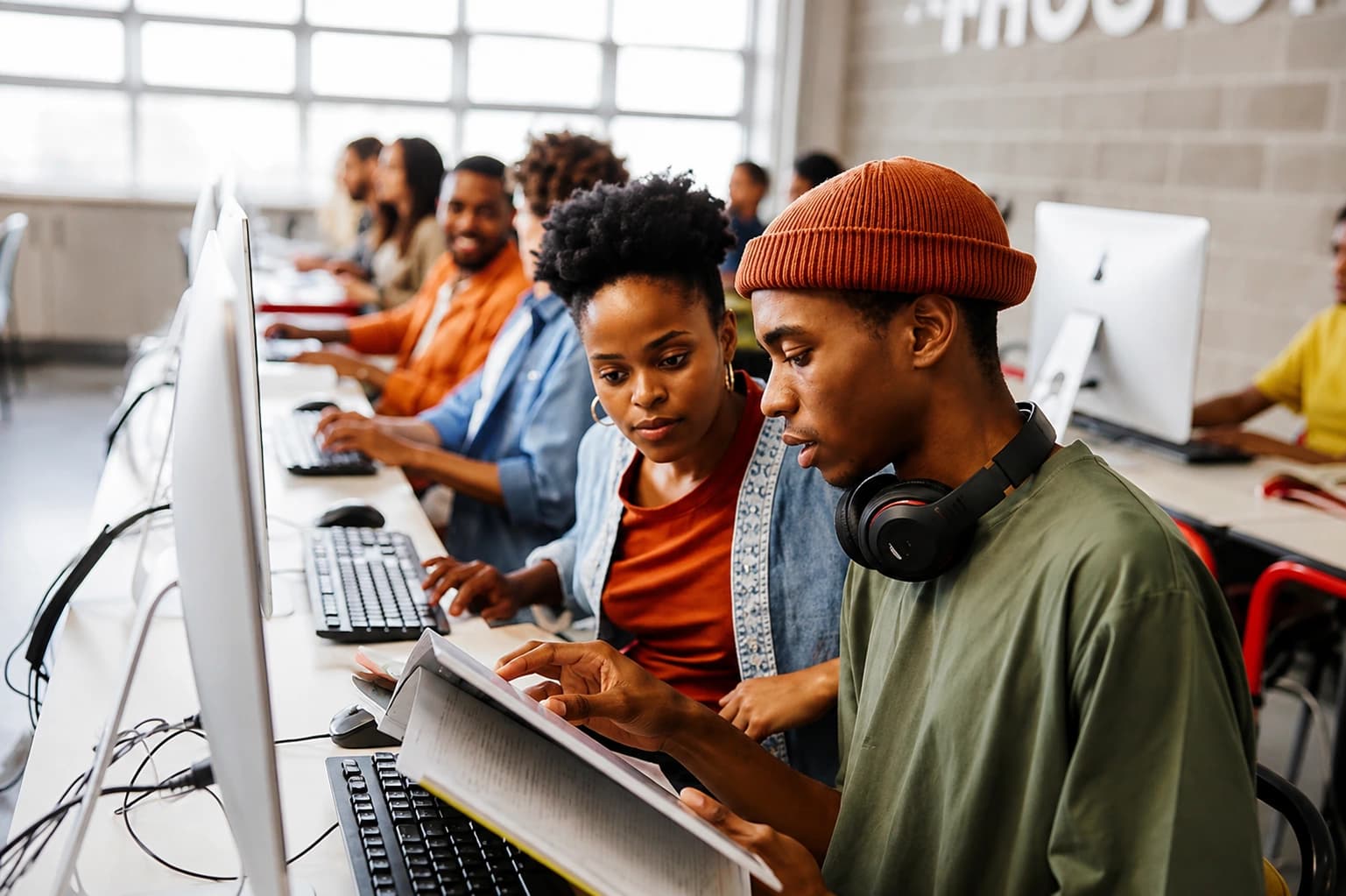 Nigerian students studying together on SabiLearn